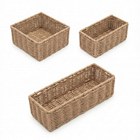 Набор плетеных корзин "Tetris" бежевый - 3 шт.
